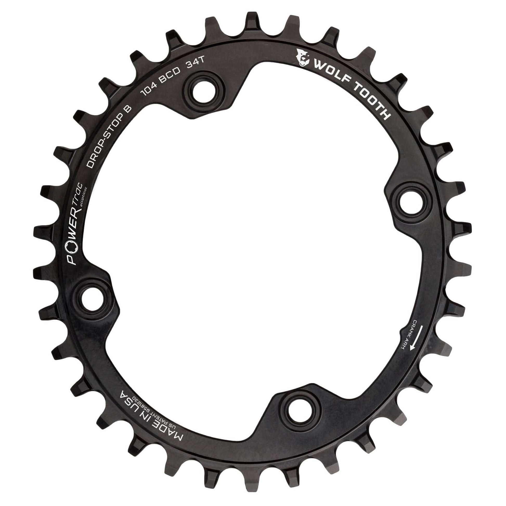 Oval 104 BCD Chainrings Black 34T Drop-Stop B