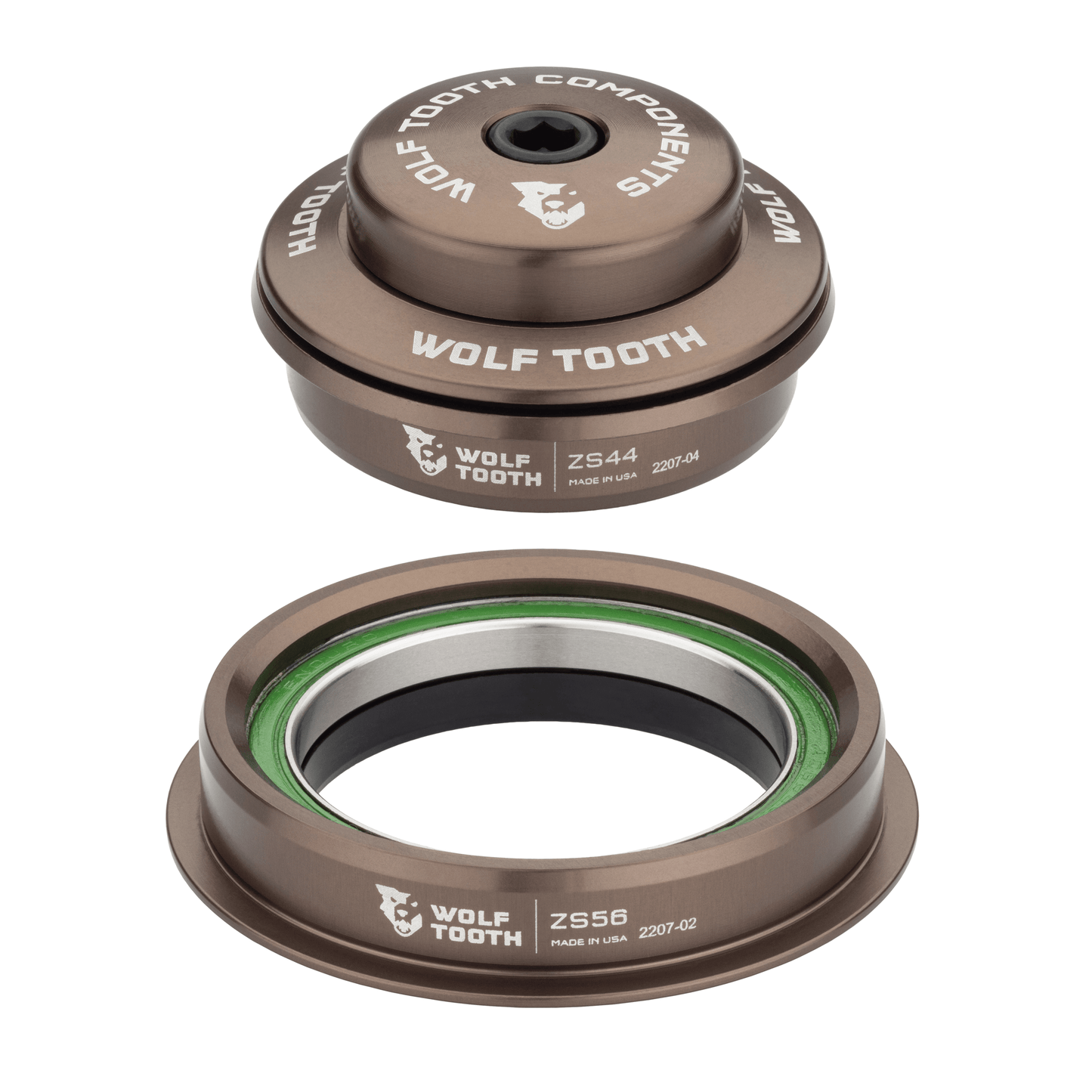 Wolf Tooth Premium Headsets – Espresso Upper and Lower ZS44 28.6 6mm Stack Upper ZS56 Lower Espresso