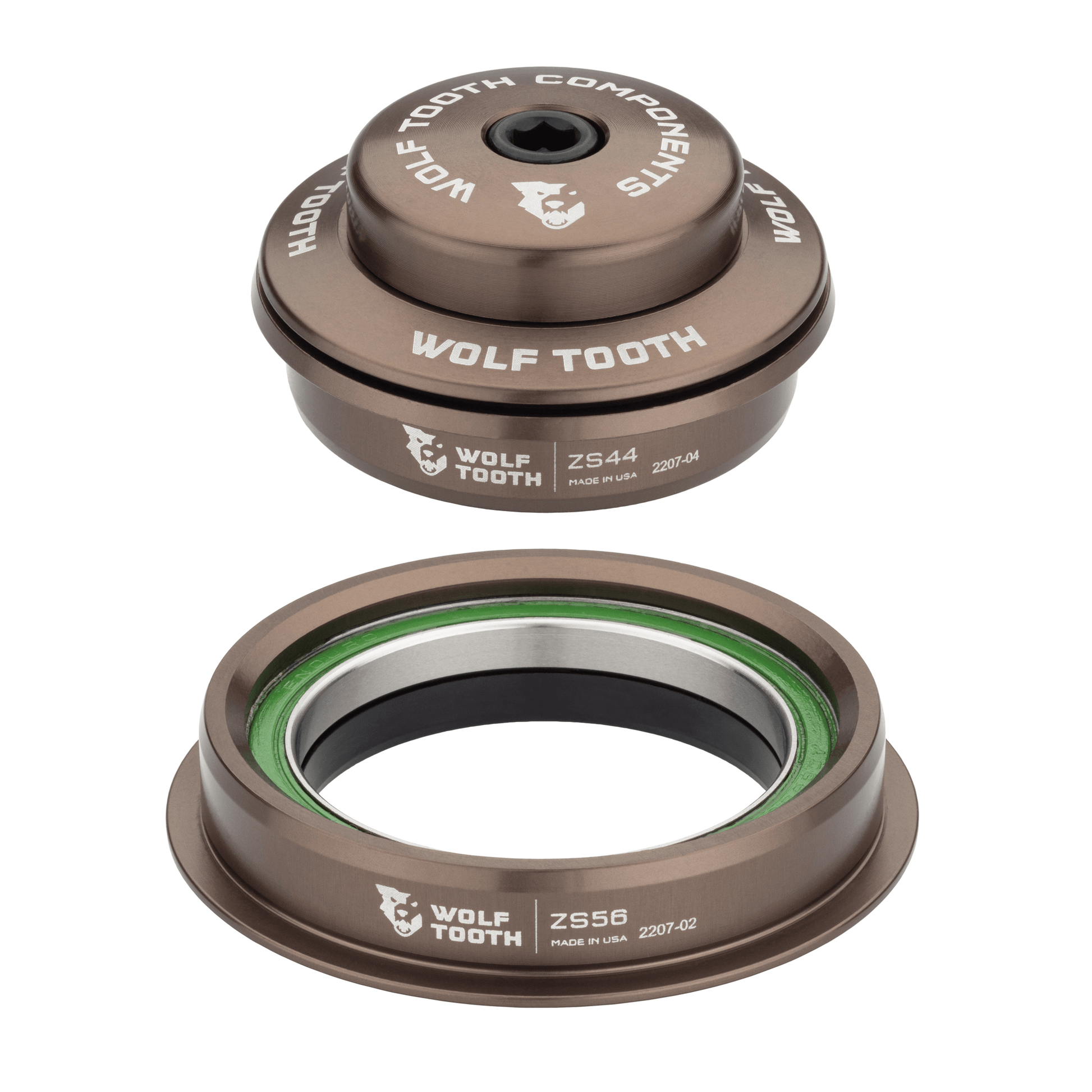 Wolf Tooth Premium Headsets – Espresso Upper and Lower ZS44 28.6 6mm Stack Upper ZS56 Lower Espresso